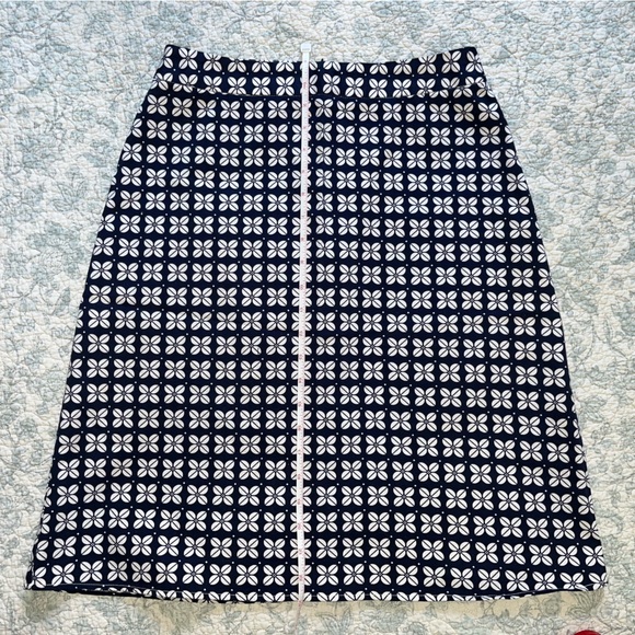 DownEast Blue and White A-Line Skirt Knee-Length (1-140) - Picture 4 of 13